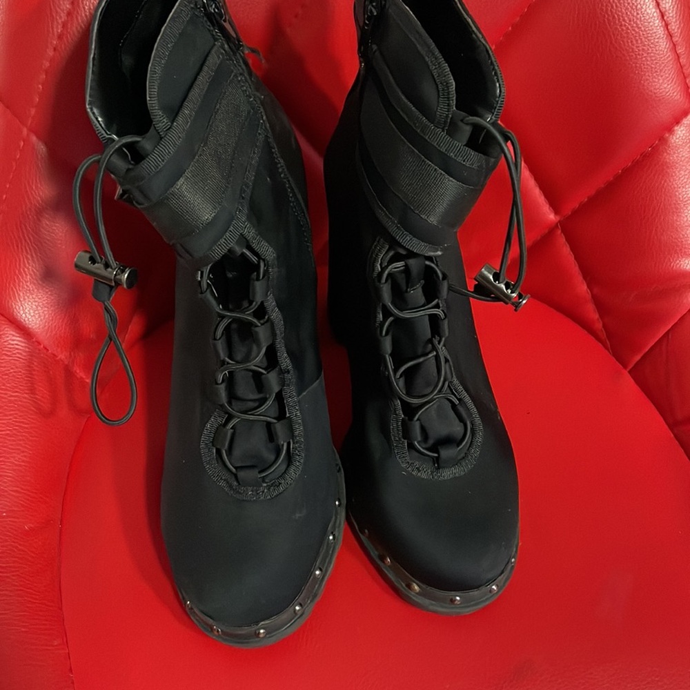 Womens Lycra Side Clip On Buckle Chunky Heel Bootie,Black Size 8.5 - Picture 8 of 12